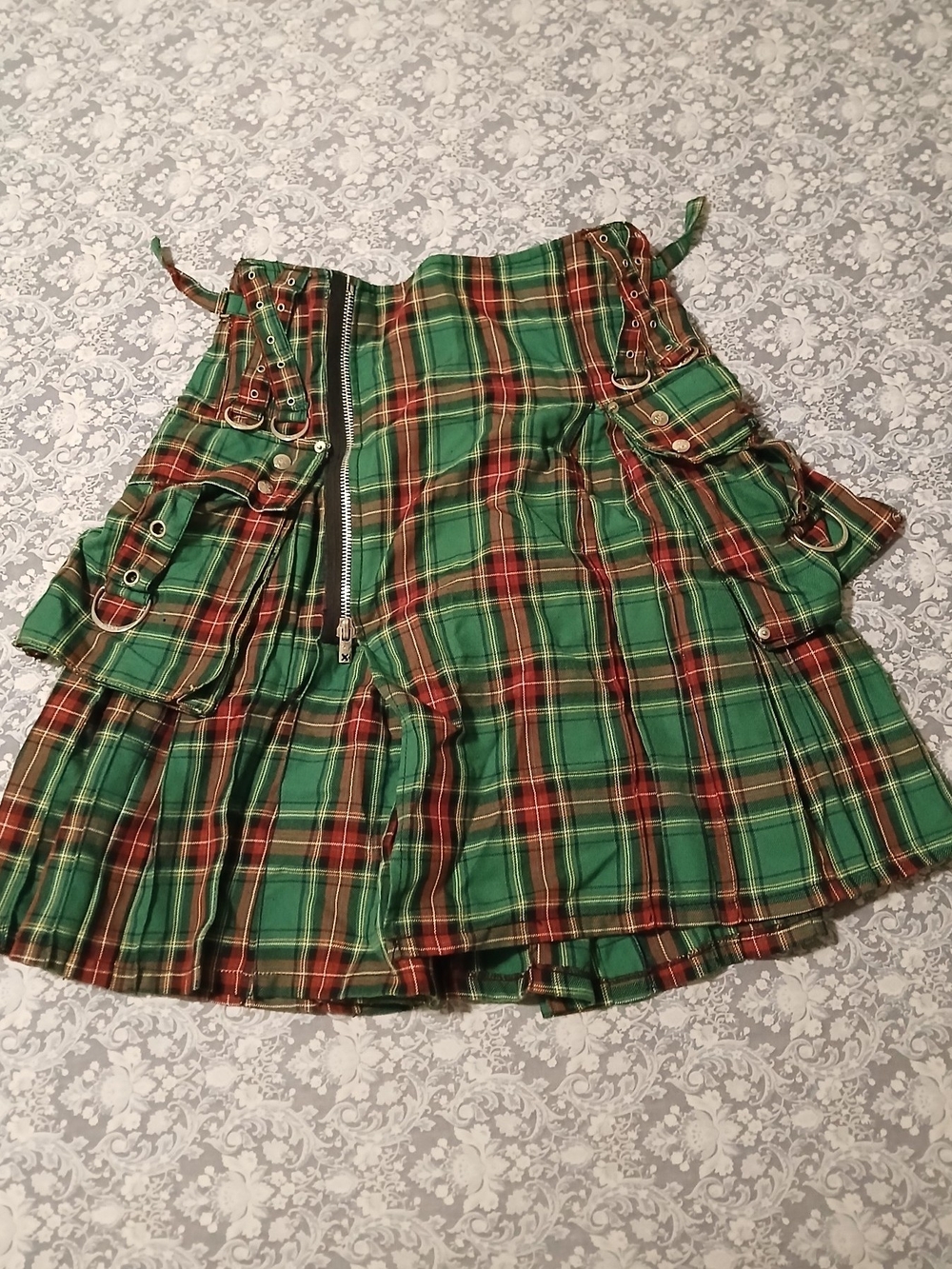 Tripp NYC Green Red Plaid Kilt